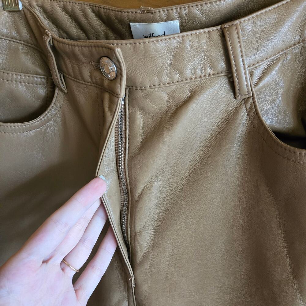 Aritzia Melina Faux Leather Pant Constant Camel 8 Straight Leg Tan High Rise - Picture 4 of 6